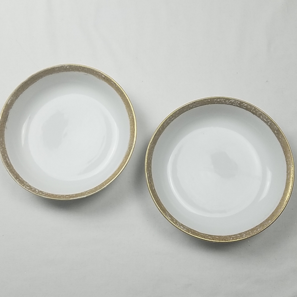 Two antique hand painted Nippon soup bowls